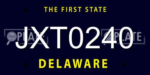 JXT0240 Delaware License Plate