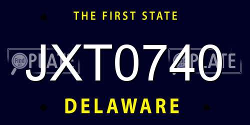 JXT0740 Delaware License Plate