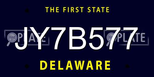 JY7B577 Delaware License Plate