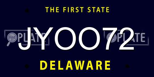 JYOO72 Delaware License Plate
