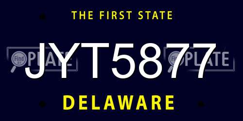 JYT5877 Delaware License Plate