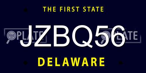JZBQ56 Delaware License Plate