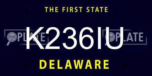 K236IU Delaware License Plate