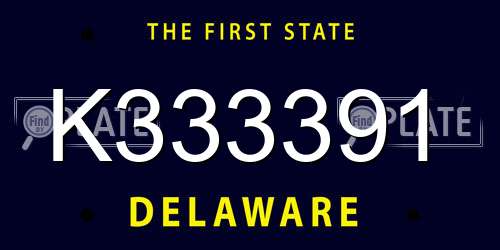 K333391 Delaware License Plate