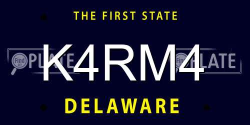 K4RM4 Delaware License Plate