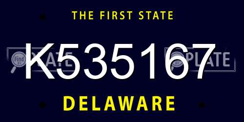 K535167 Delaware License Plate