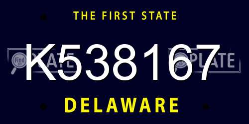 K538167 Delaware License Plate
