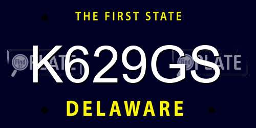 K629GS Delaware License Plate