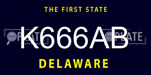 K666AB Delaware License Plate