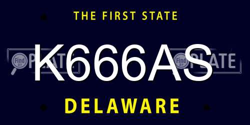 K666AS Delaware License Plate