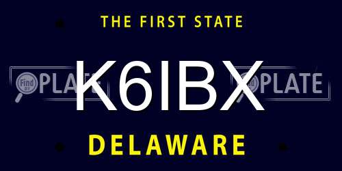 K6IBX Delaware License Plate