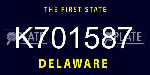 K701587 Delaware License Plate