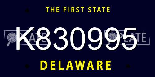 K830995 Delaware License Plate