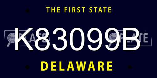 K83099B Delaware License Plate