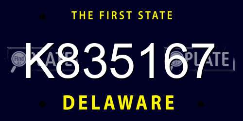 K835167 Delaware License Plate