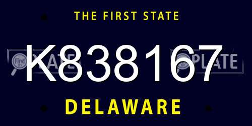 K838167 Delaware License Plate
