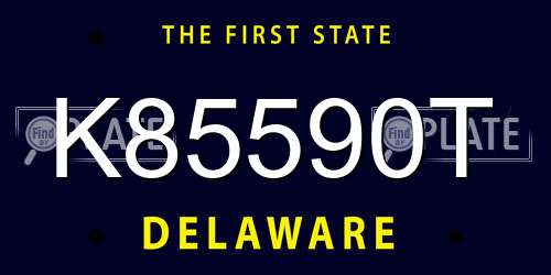 K85590T Delaware License Plate