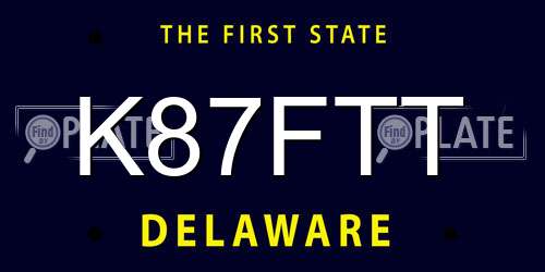 K87FTT Delaware License Plate
