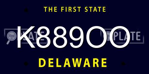 K889OO Delaware License Plate