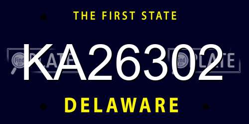 KA26302 Delaware License Plate