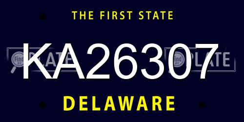 KA26307 Delaware License Plate