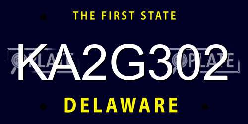 KA2G302 Delaware License Plate