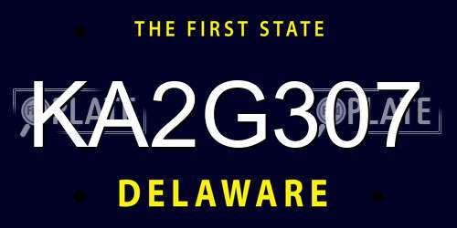 KA2G307 Delaware License Plate