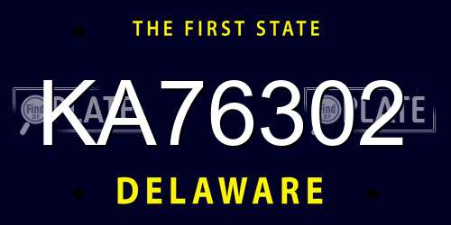 KA76302 Delaware License Plate