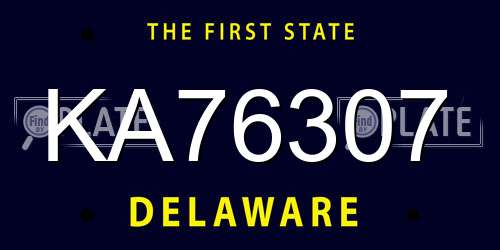 KA76307 Delaware License Plate