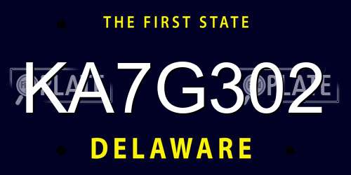 KA7G302 Delaware License Plate