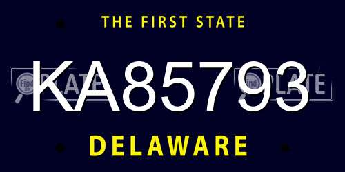 KA85793 Delaware License Plate