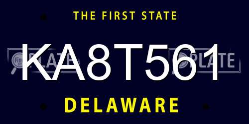 KA8T561 Delaware License Plate