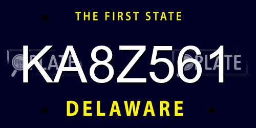 KA8Z561 Delaware License Plate