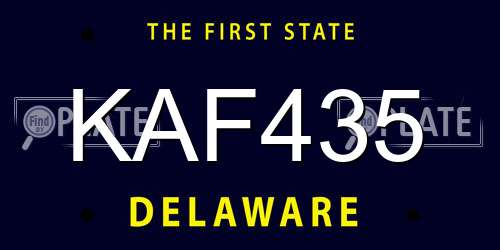 KAF435 Delaware License Plate