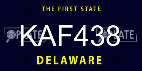 KAF438 Delaware License Plate