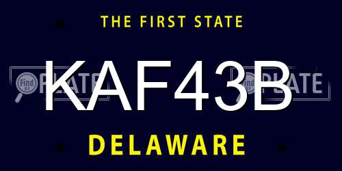 KAF43B Delaware License Plate