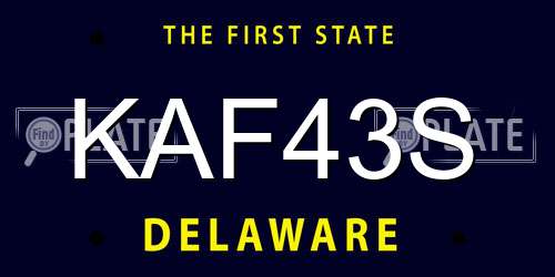KAF43S Delaware License Plate