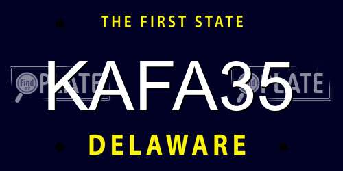 KAFA35 Delaware License Plate