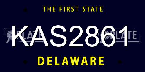 KAS2861 Delaware License Plate