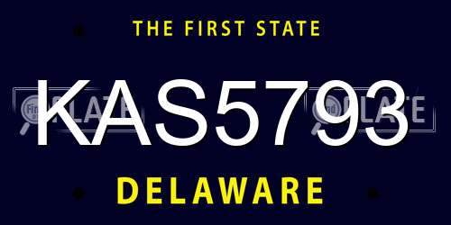 KAS5793 Delaware License Plate