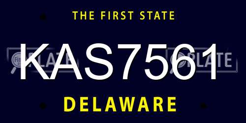 KAS7561 Delaware License Plate
