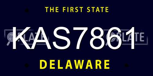 KAS7861 Delaware License Plate