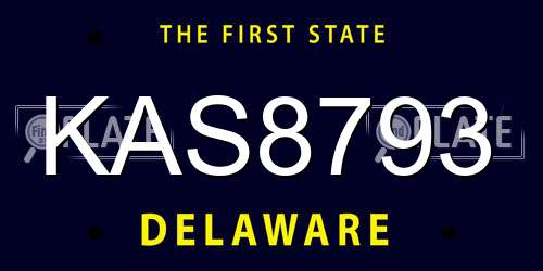 KAS8793 Delaware License Plate