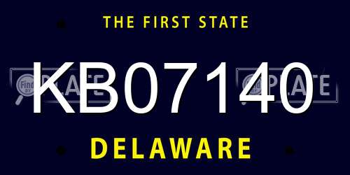 KB07140 Delaware License Plate