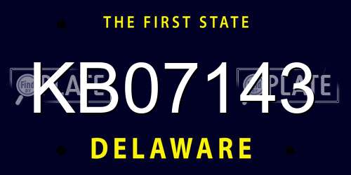 KB07143 Delaware License Plate