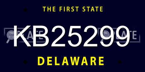KB25299 Delaware License Plate