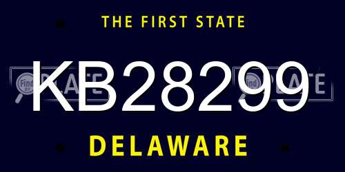 KB28299 Delaware License Plate