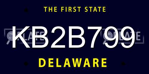 KB2B799 Delaware License Plate