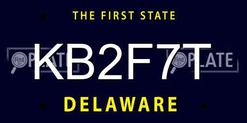 KB2F7T Delaware License Plate
