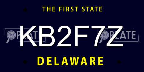 KB2F7Z Delaware License Plate